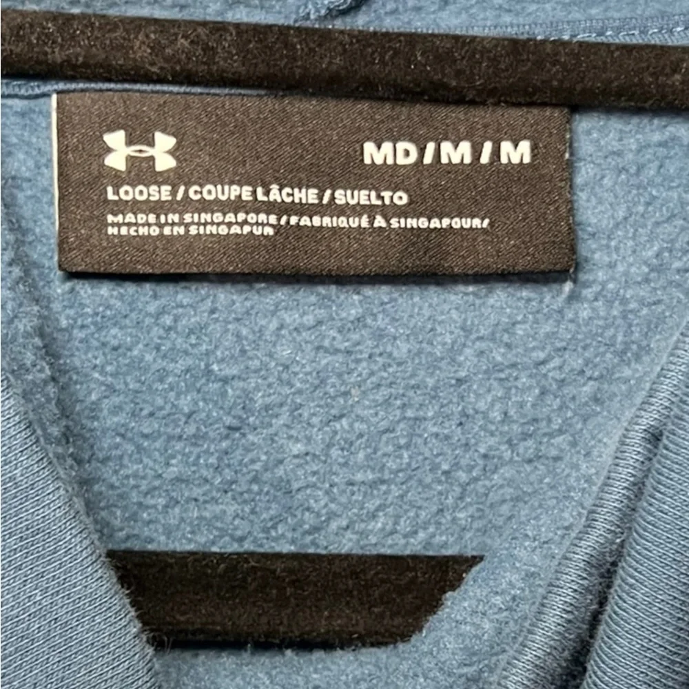 Under Armour UA Cotton Fleece Logo Hoodie Static Blue Women’s Size Medium - Picture 3 of 4